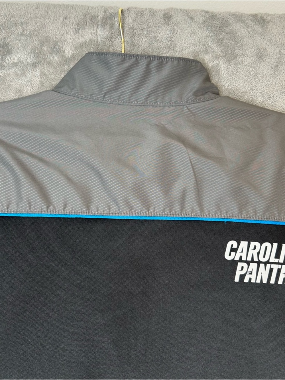 CAROLINA PANTHERS Sweater NFL Full Zip Track Jacket BLACK BLUE  & GRAY  Size XL - Picture 8 of 16